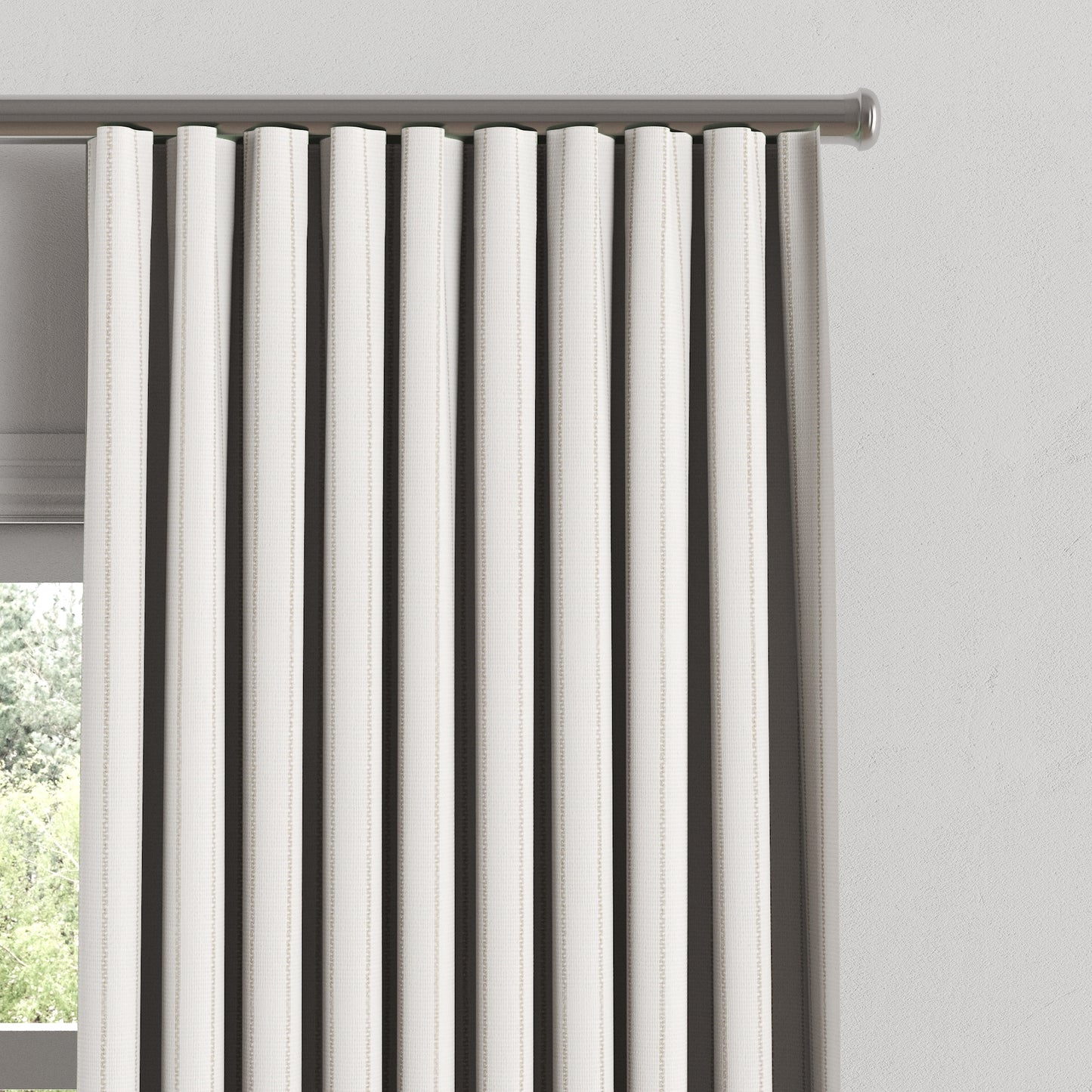 Ripplefold Drapery in Sand Dollar Stripes