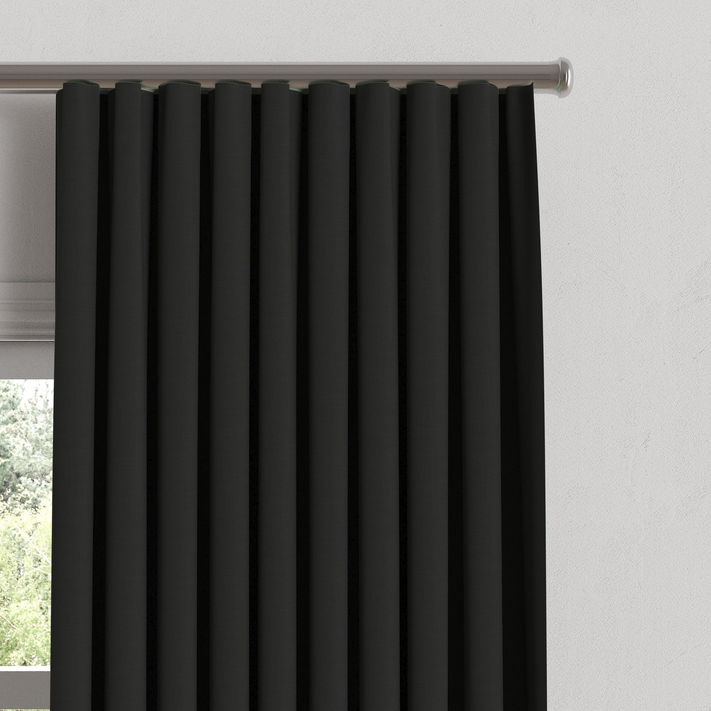 Ripplefold Drapery in Classic Linen - Black