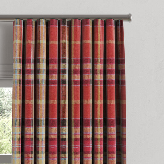 Ripplefold Drapery in Tartan - Redwood