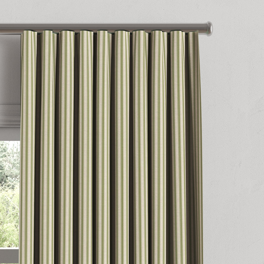 Ripplefold Drapery in Little White Line - Sage