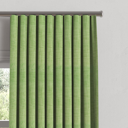 Ripplefold Drapery in Woven Cotton - Green
