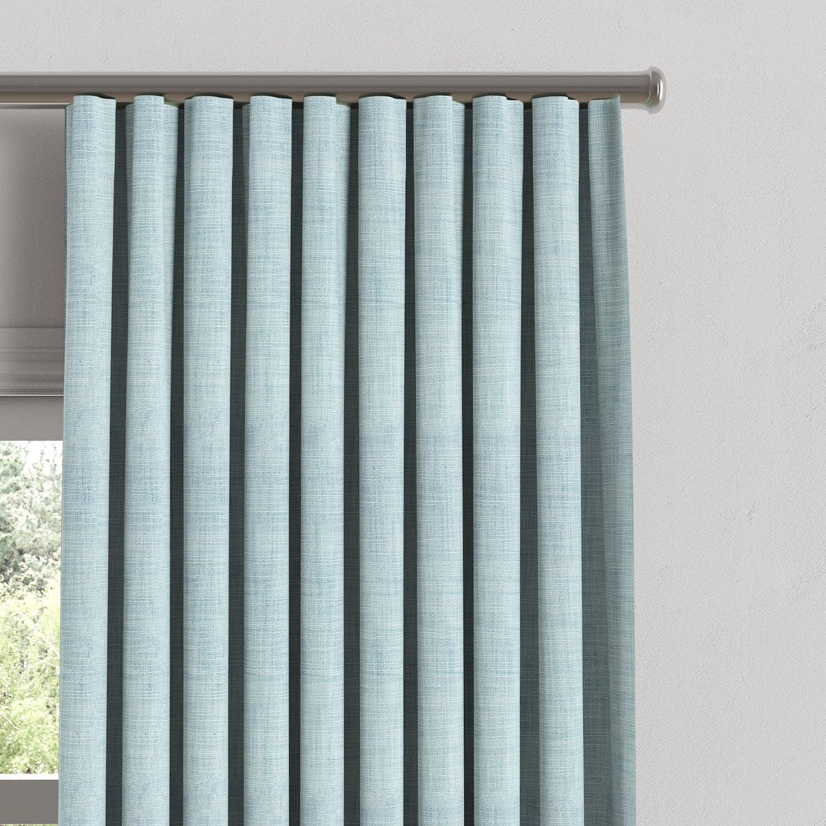 Ripplefold Drapery in Woven Cotton - Sky Blue