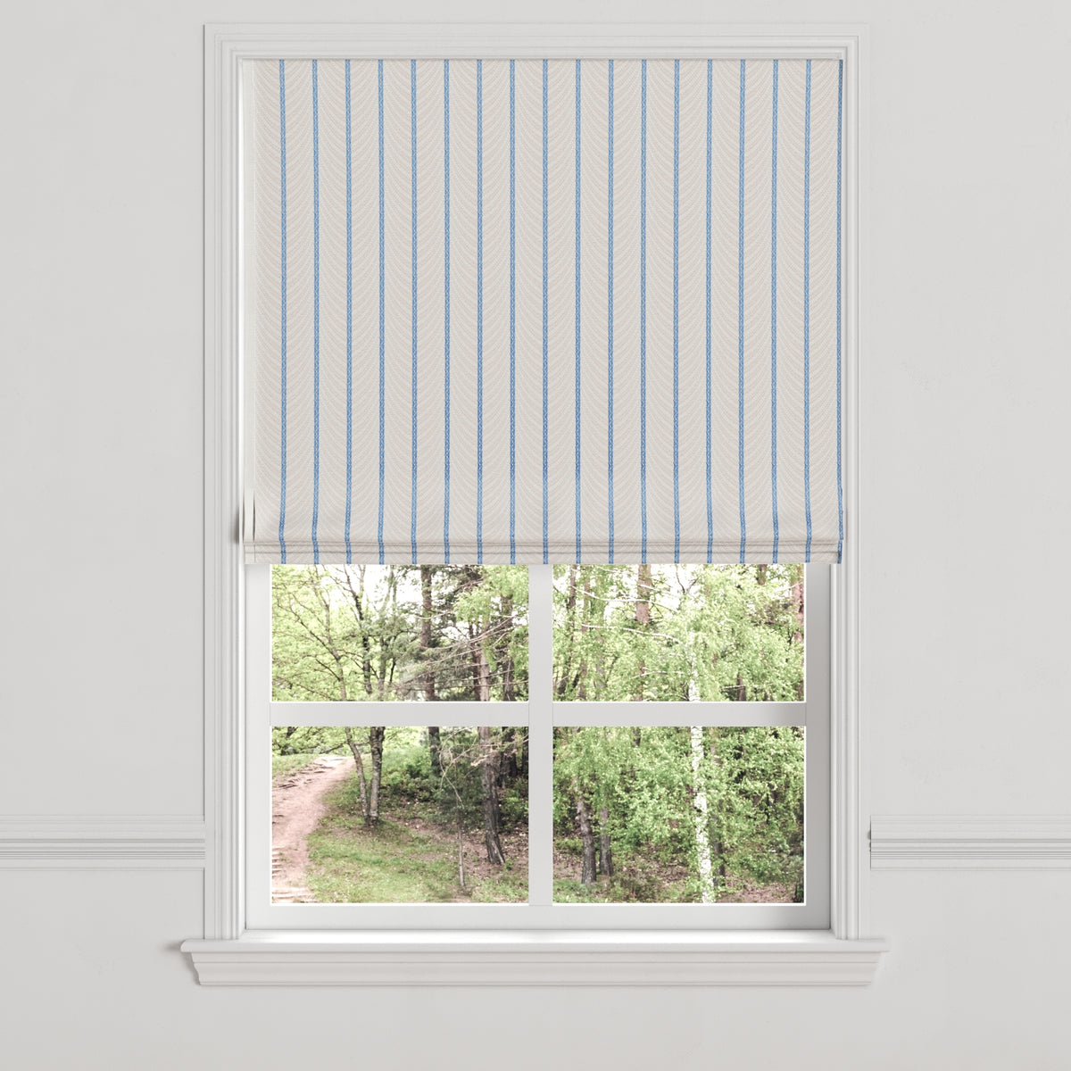 Flat Roman Shade in Ophelia - Blue