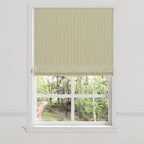 Flat Roman Shade in Little White Line - Sage