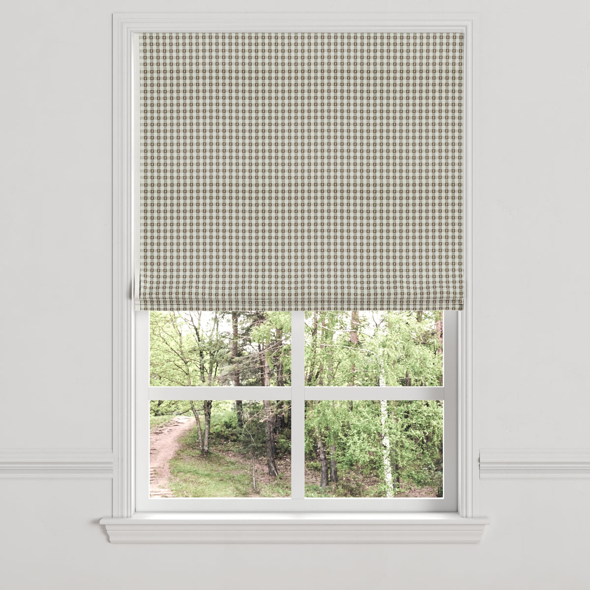 Flat Roman Shade in Luxe Gingham - Chocolate