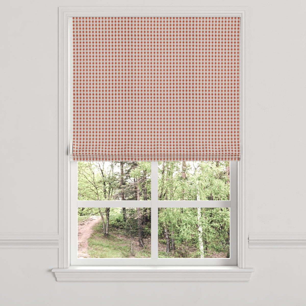 Flat Roman Shade in Luxe Gingham - Red
