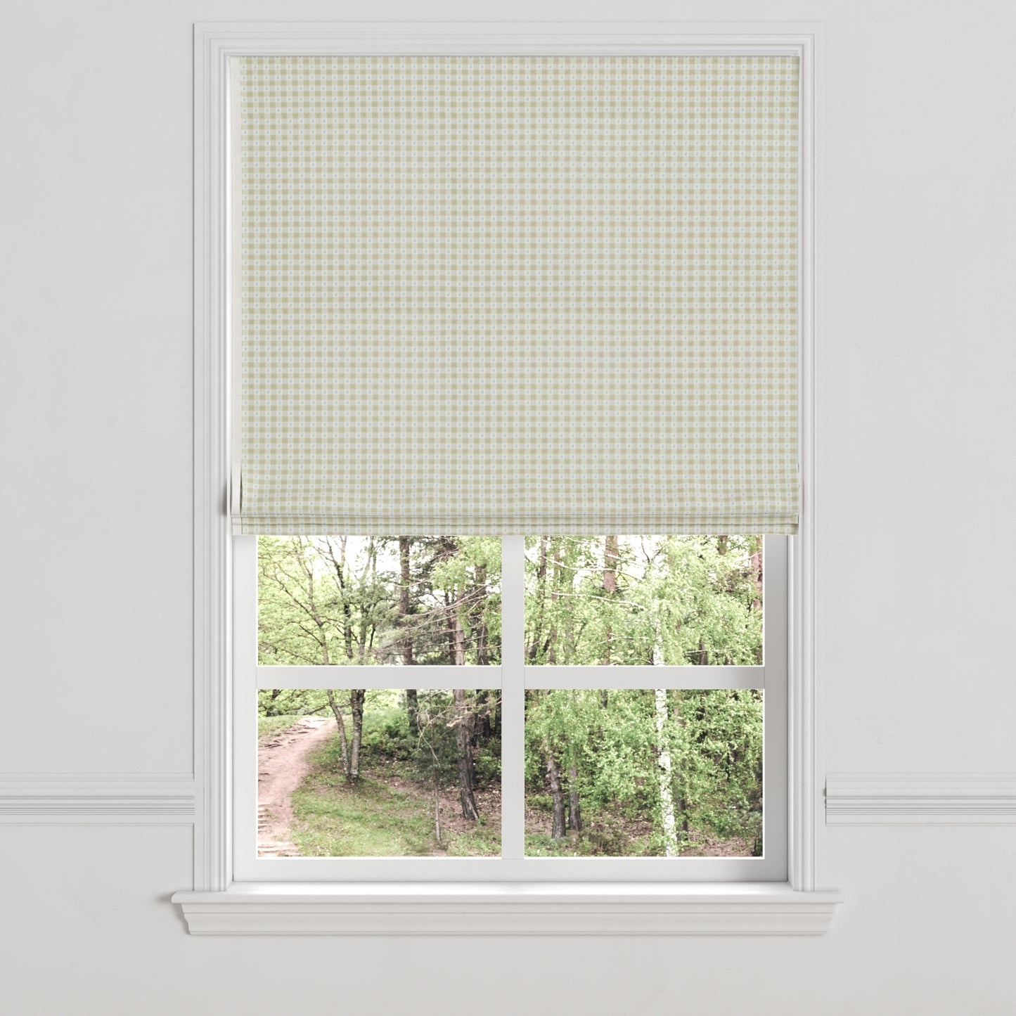Flat Roman Shade in Luxe Gingham - Wheat