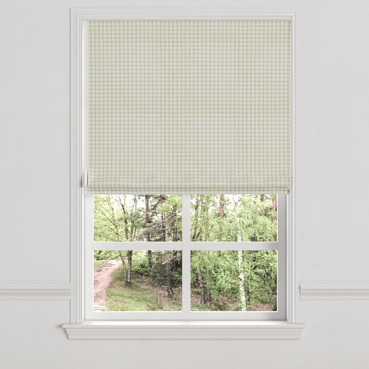 Flat Roman Shade in Luxe Gingham - Wheat