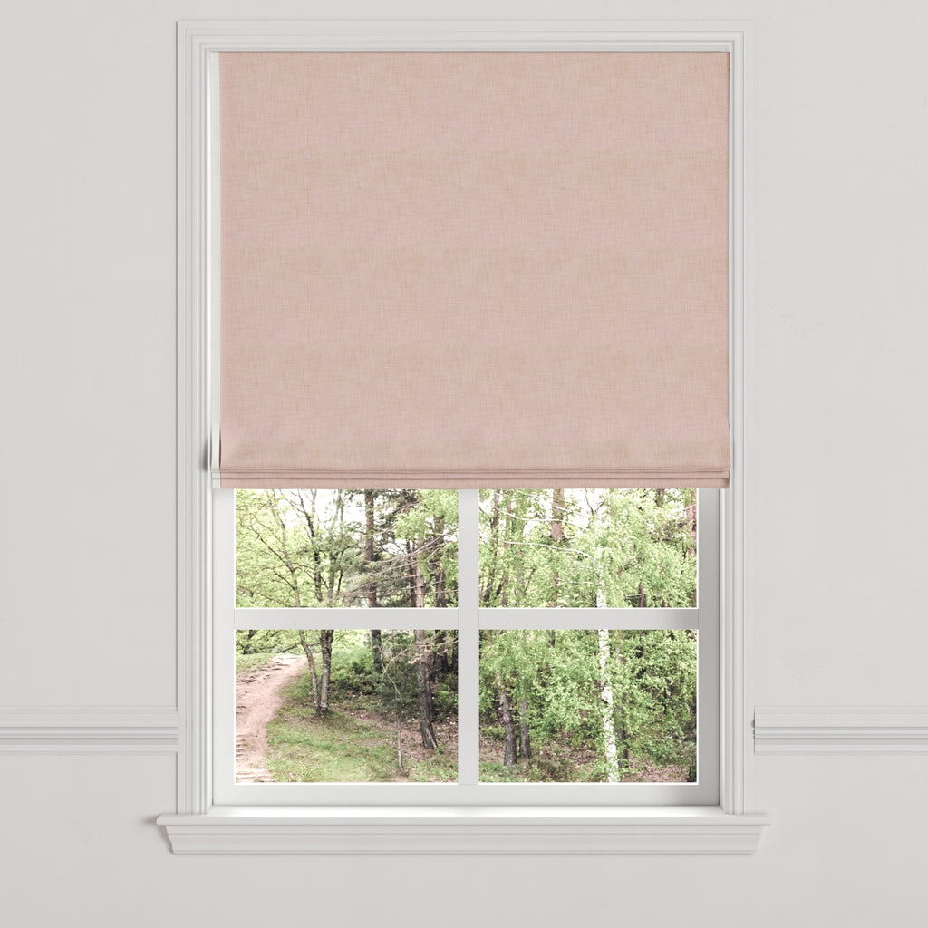 Flat Roman Shade in Woven Cotton - Pink