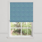 Flat Roman Shade in Woven Cotton - Deep Blue