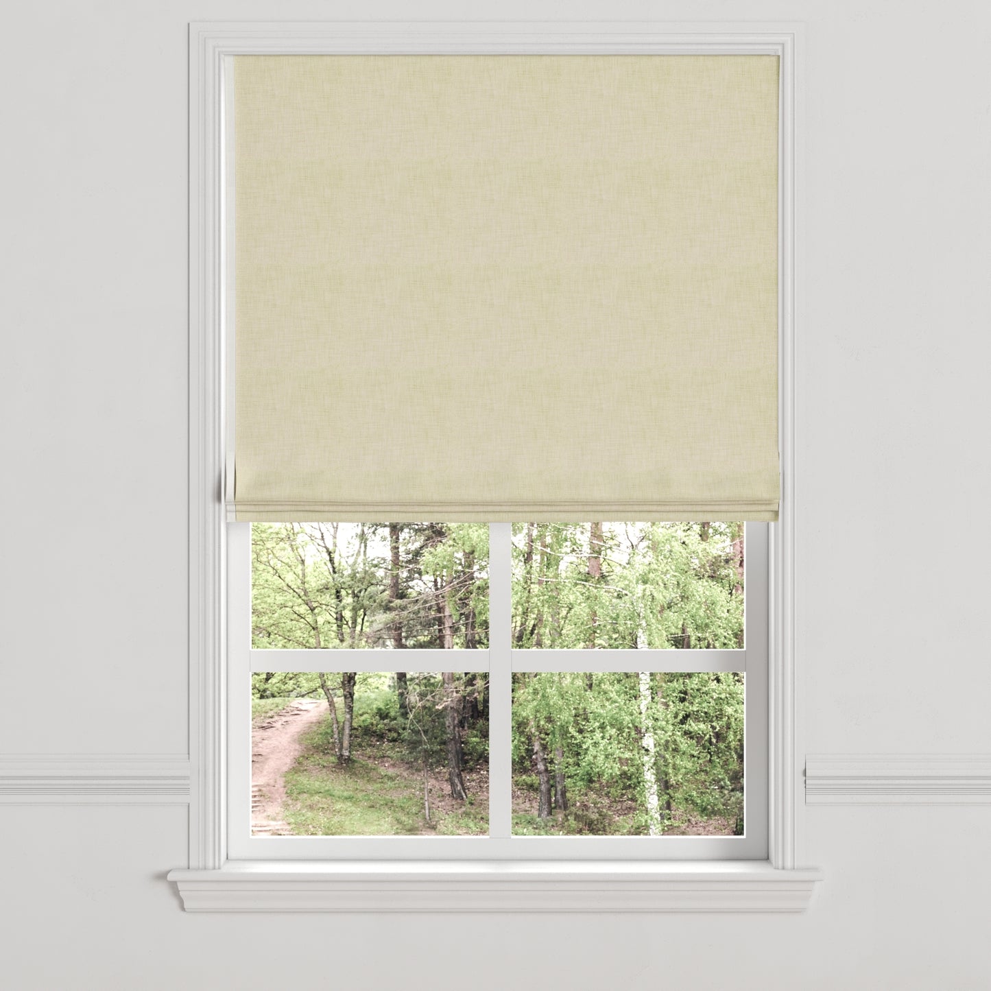 Flat Roman Shade in Woven Cotton - Beige