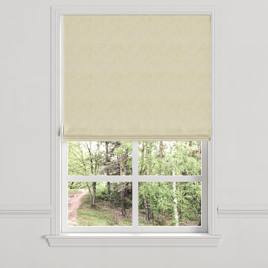 Flat Roman Shade in Woven Cotton - Beige
