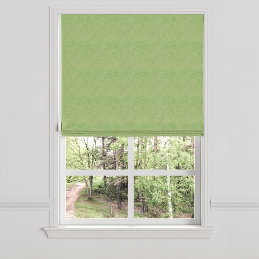 Flat Roman Shade in Woven Cotton - Green