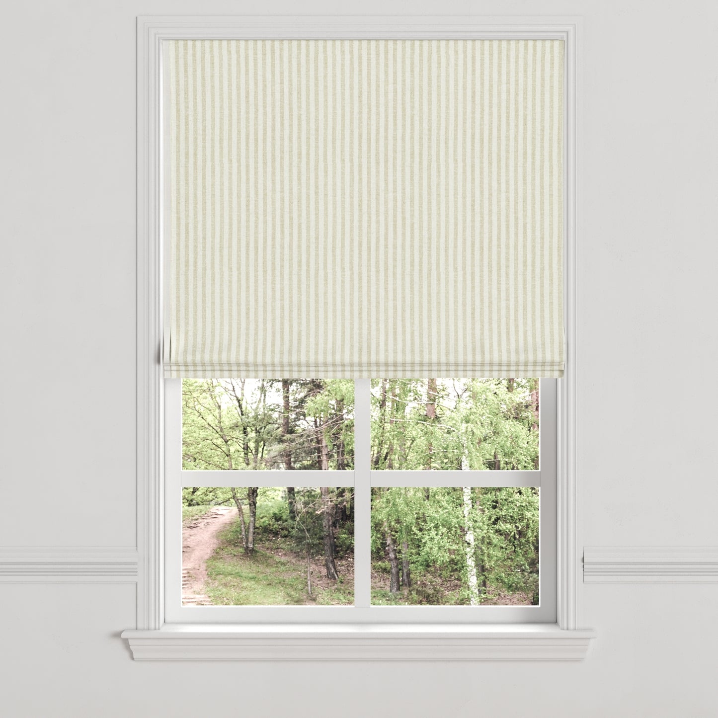 Flat Roman Shade in Candy Shop Stripes - Dune
