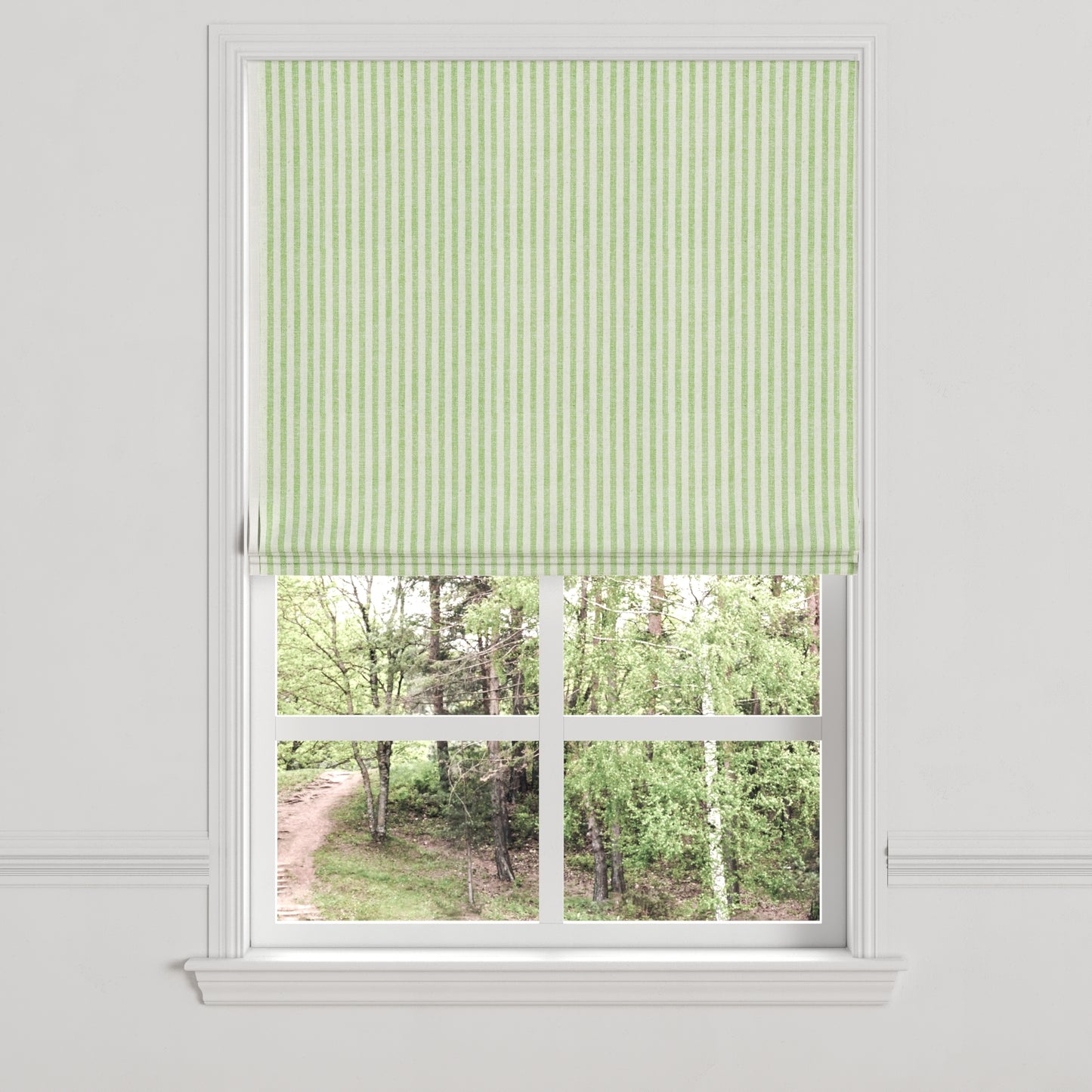 Flat Roman Shade in Candy Shop Stripes - Lime