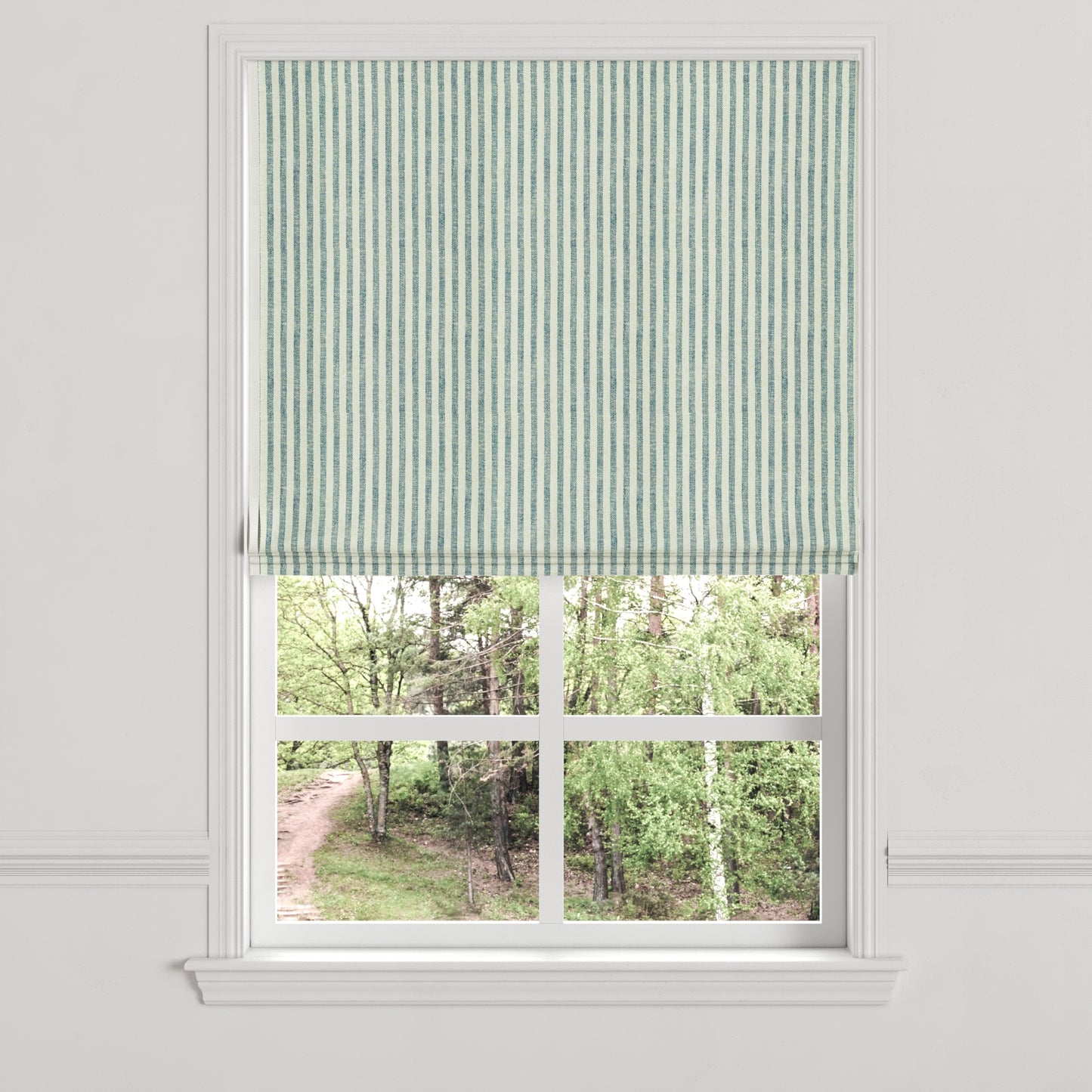 Flat Roman Shade in Candy Shop Stripes - Navy