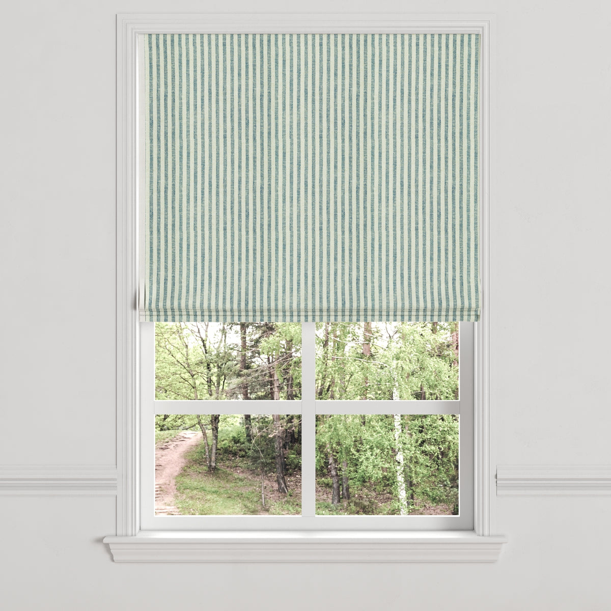 Flat Roman Shade in Candy Shop Stripes - Navy