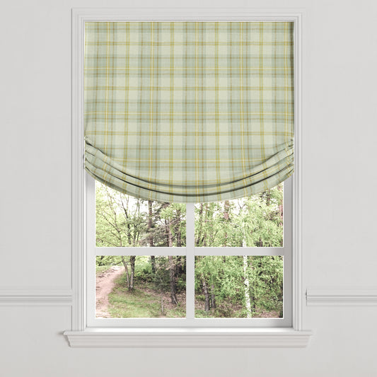 Relaxed Roman Shade in Summer Plaid - Stone