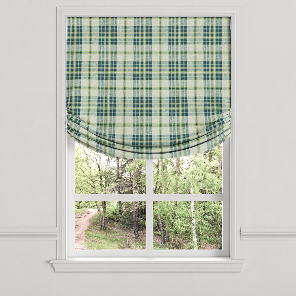 Relaxed Roman Shade in Summer Plaid - Twilight