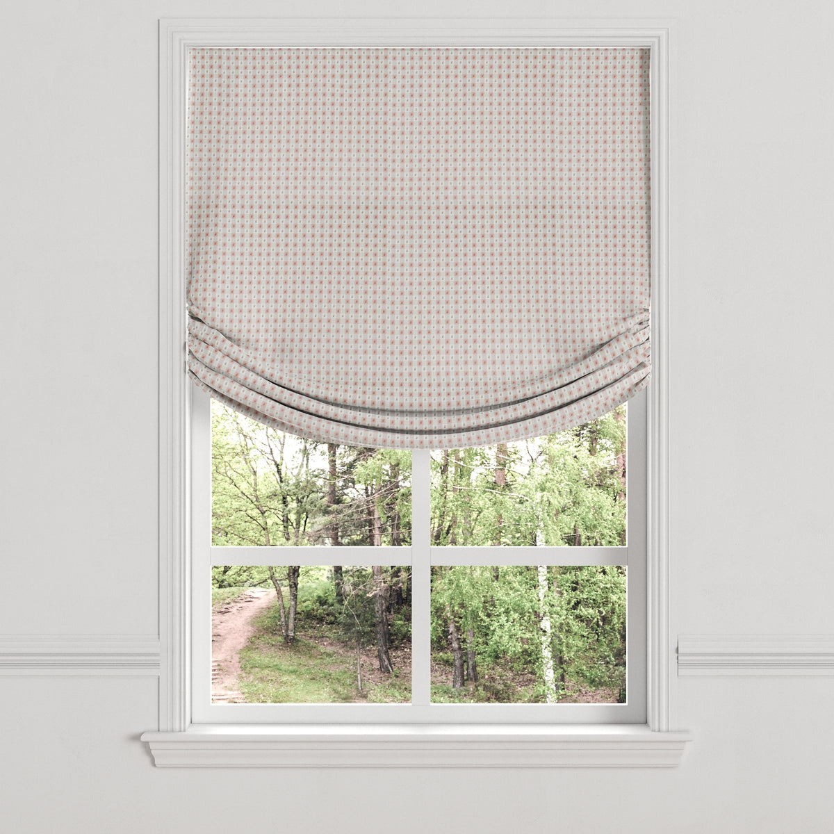 Relaxed Roman Shade in Luxe Gingham - Blush