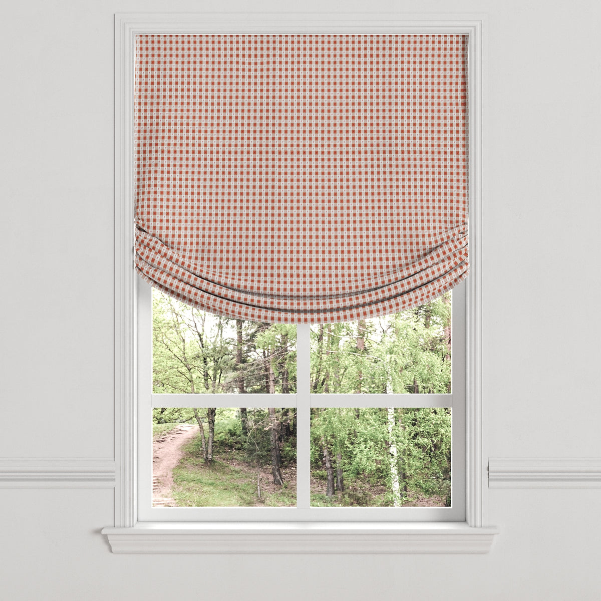 Relaxed Roman Shade in Luxe Gingham - Red