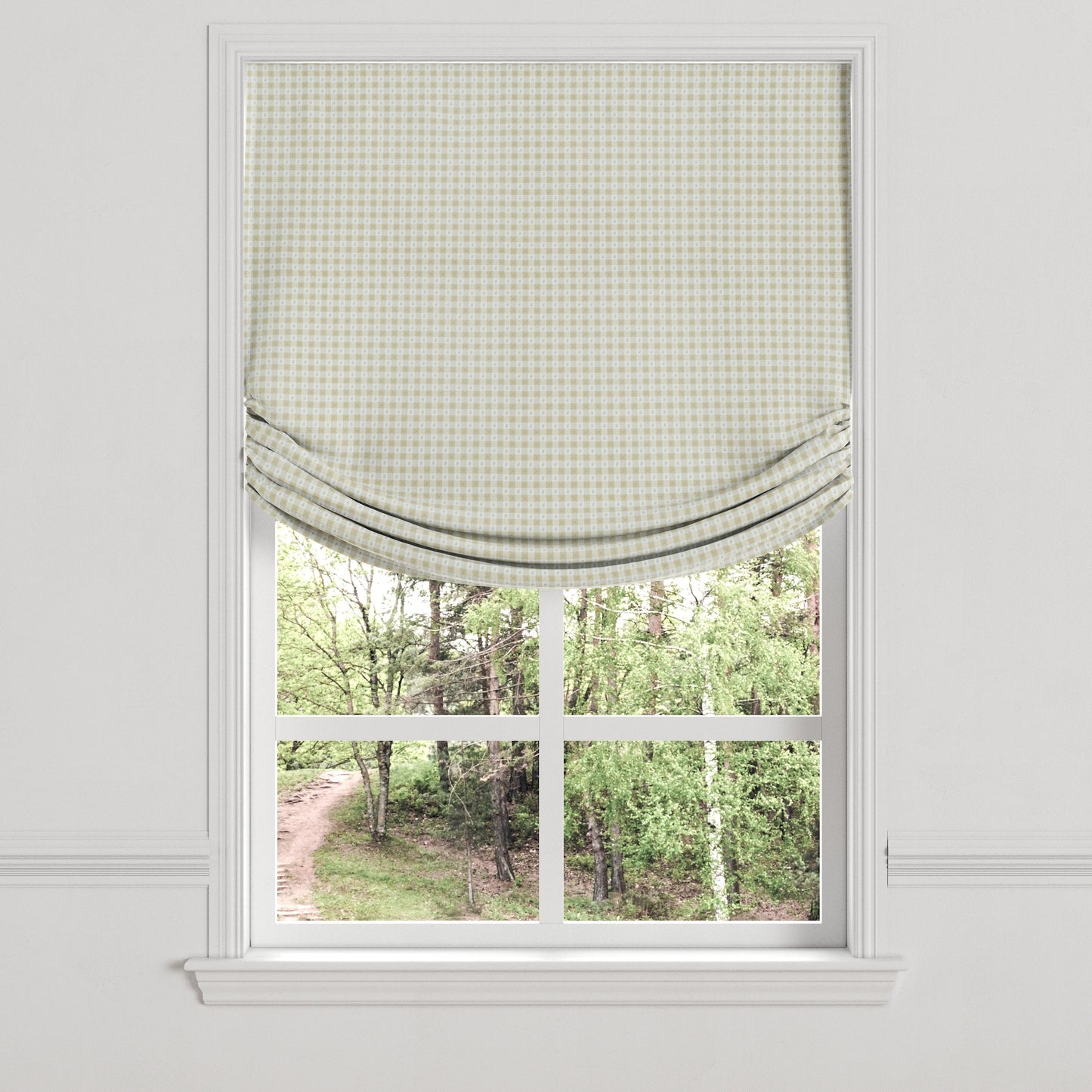 Relaxed Roman Shade in Luxe Gingham - Wheat