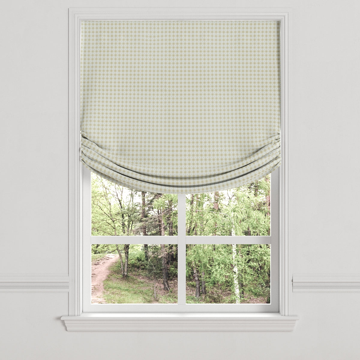 Relaxed Roman Shade in Luxe Gingham - Wheat