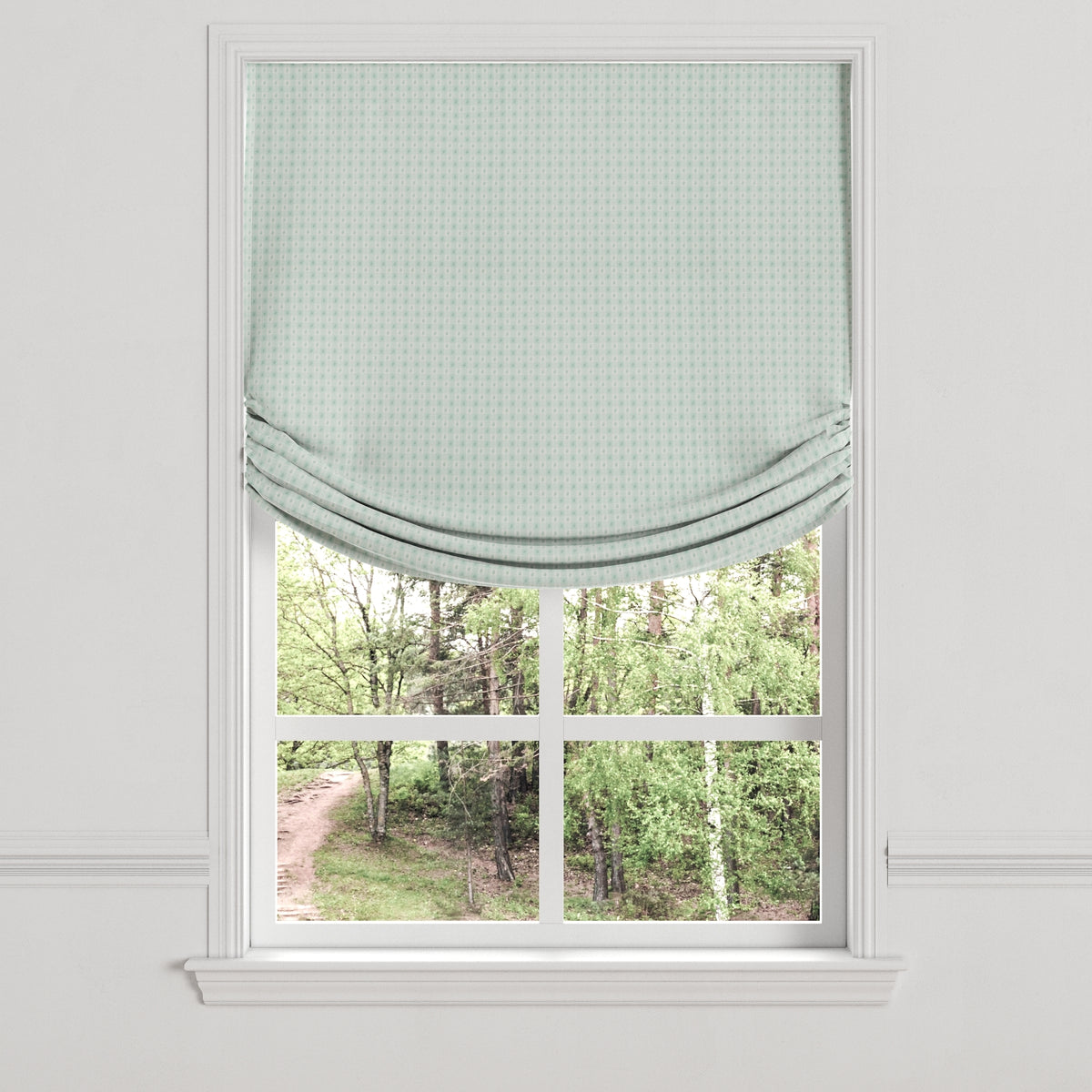 Relaxed Roman Shade in Luxe Gingham - Spa