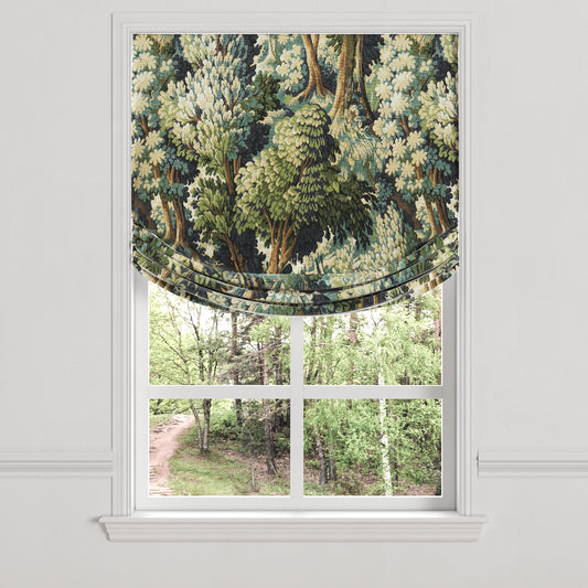 Relaxed Roman Shade in Enchanted Forest - Peridot