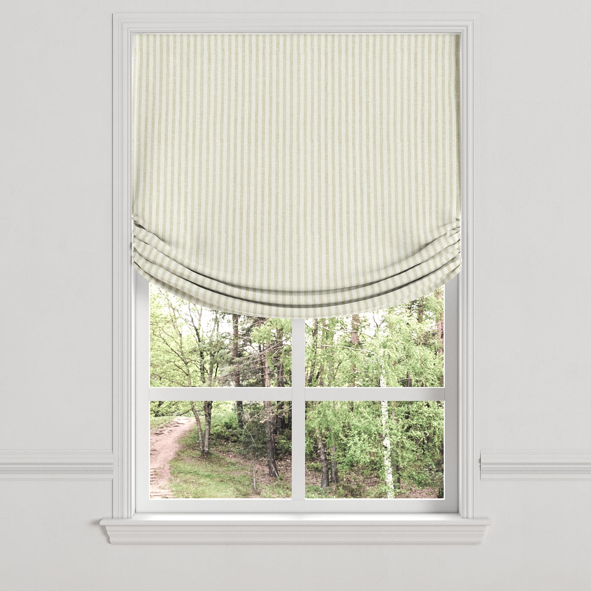 Relaxed Roman Shade in Candy Shop Stripes - Dune