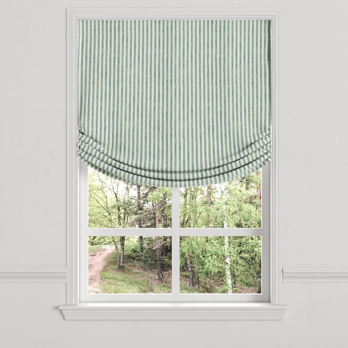 Relaxed Roman Shade in Candy Shop Stripes - Navy
