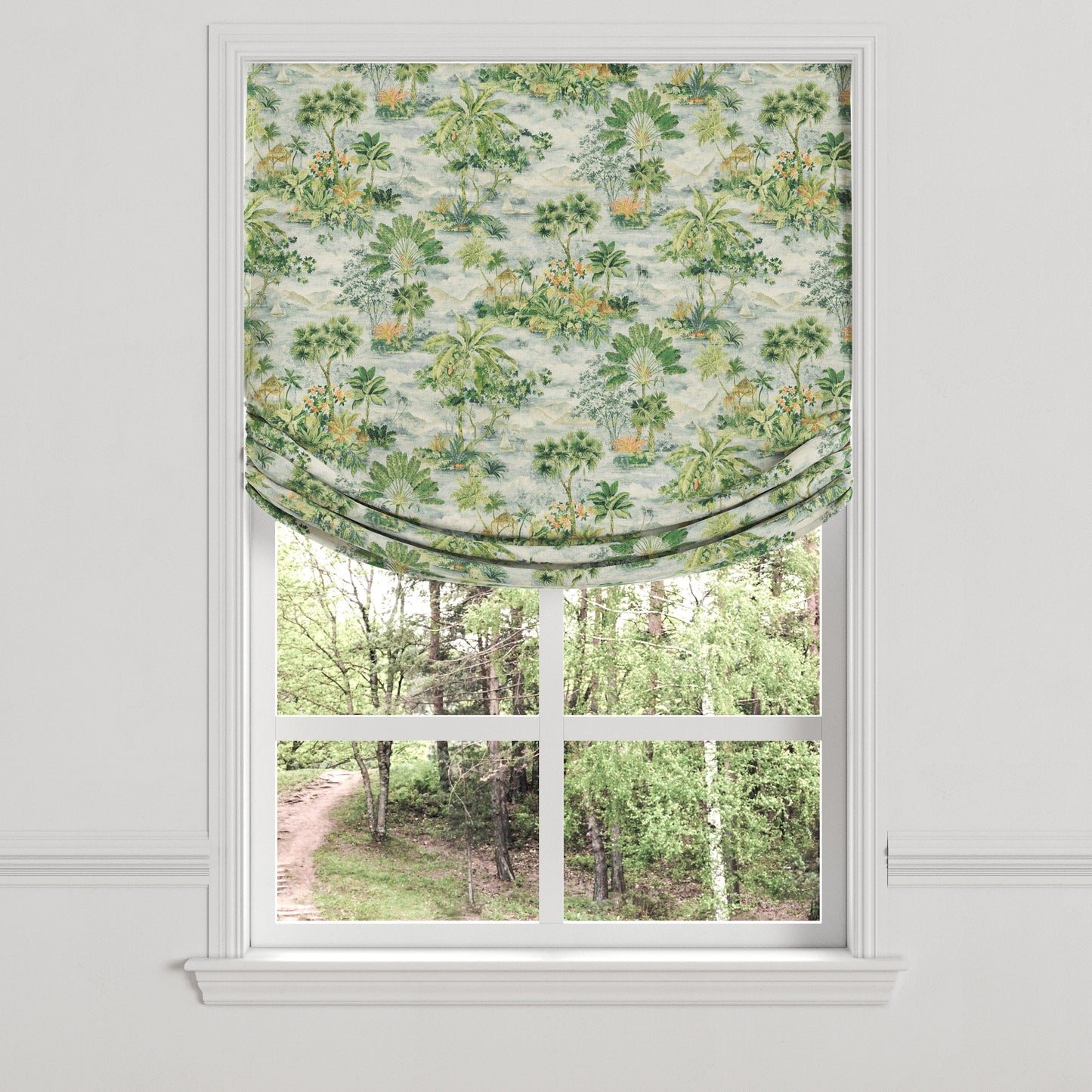 Relaxed Roman Shade in Tropical Toile - Palm