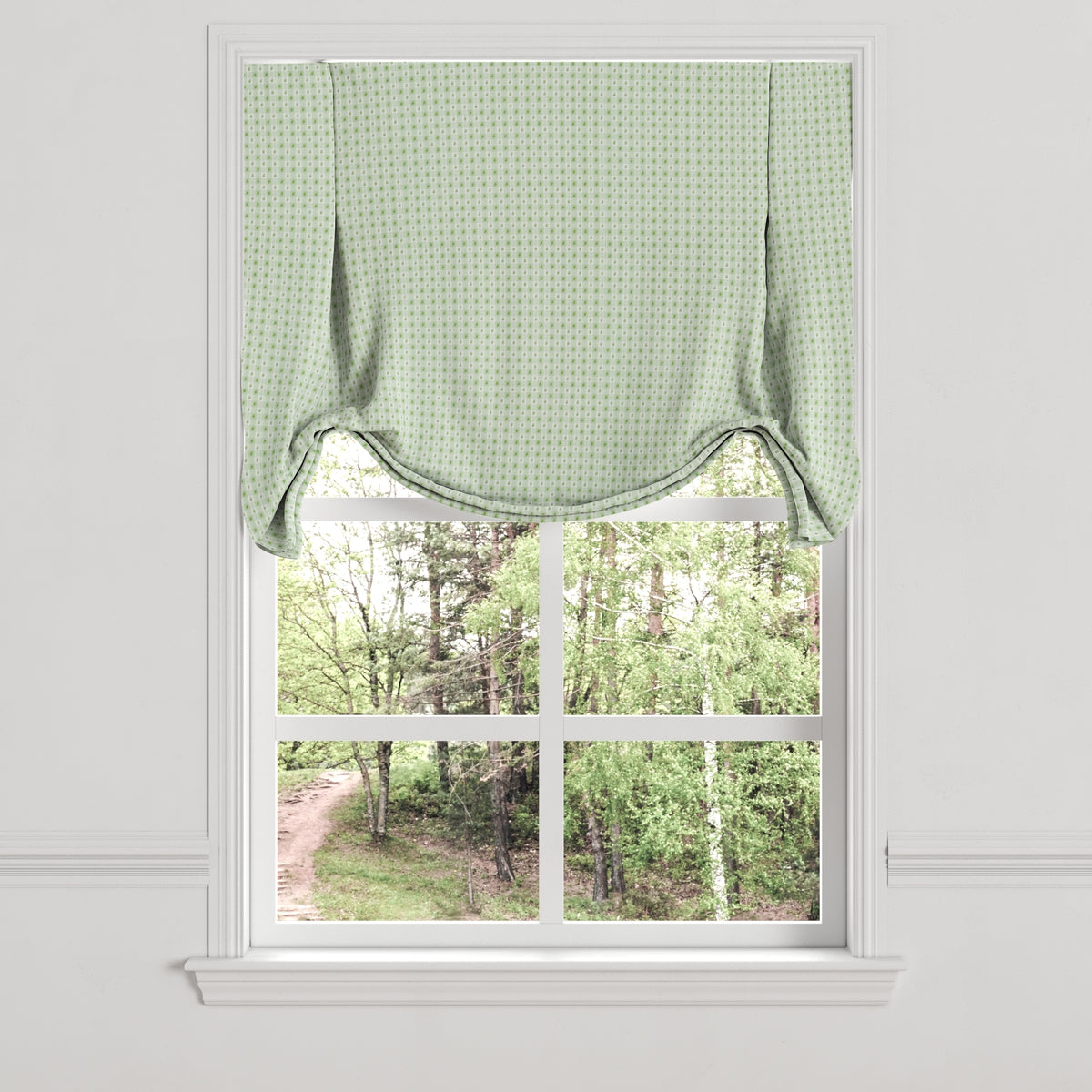 Tulip Roman Shade in Luxe Gingham - Celery