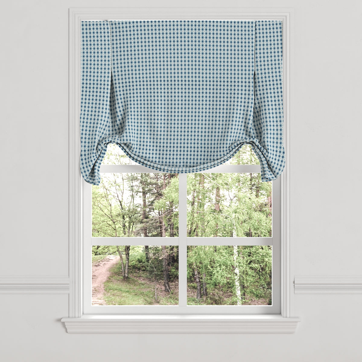 Tulip Roman Shade in Luxe Gingham - Chambray