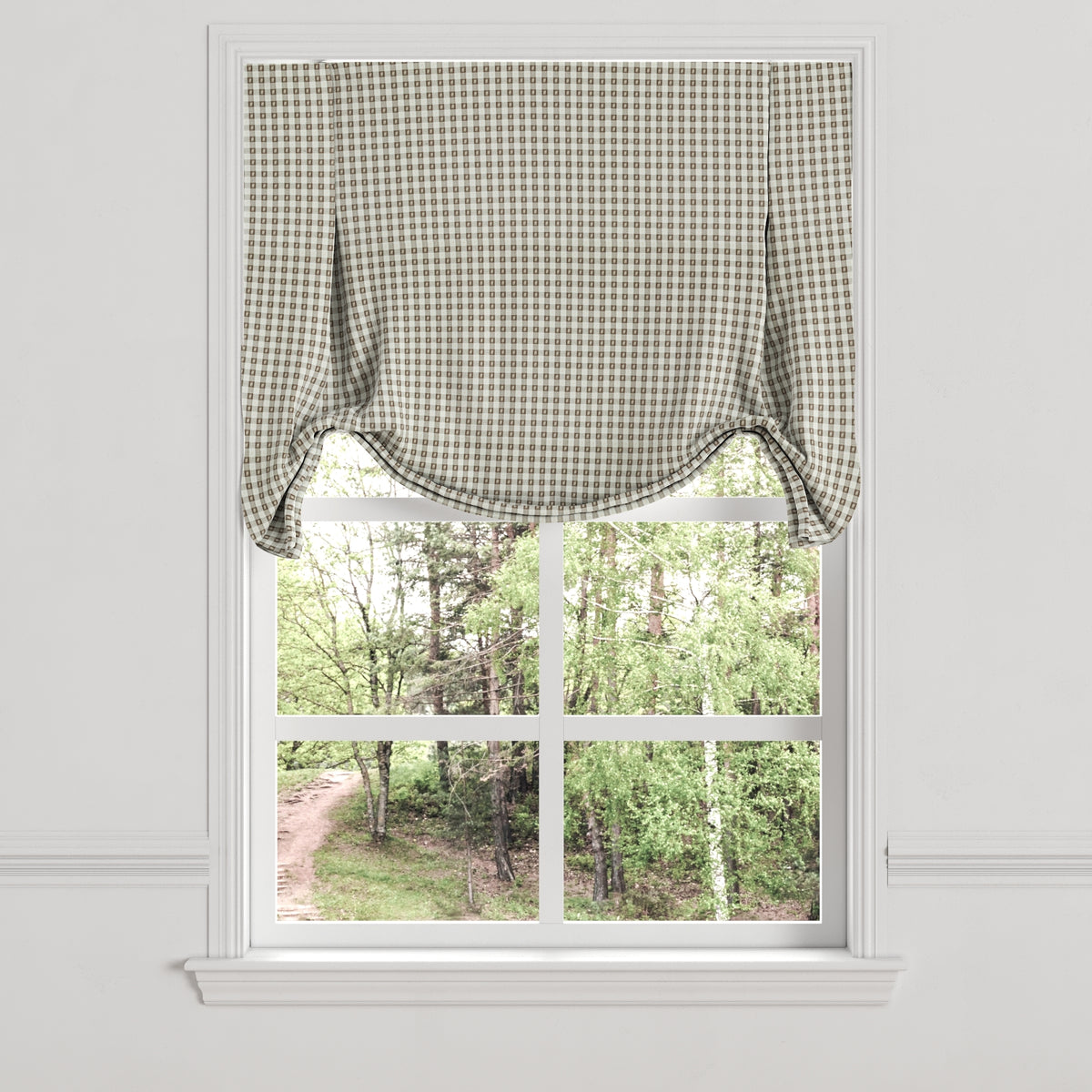 Tulip Roman Shade in Luxe Gingham - Chocolate