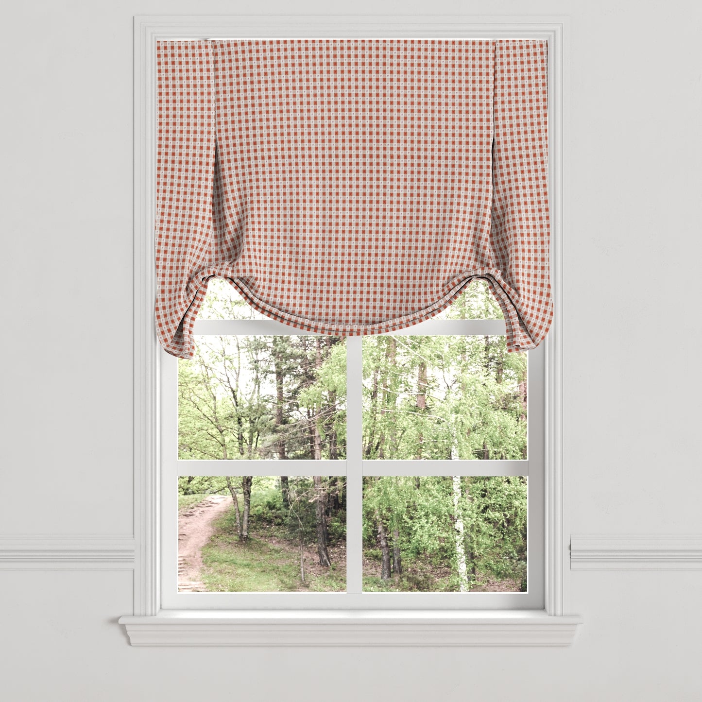 Tulip Roman Shade in Luxe Gingham - Red