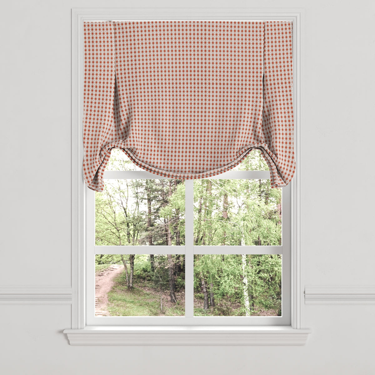 Tulip Roman Shade in Luxe Gingham - Red