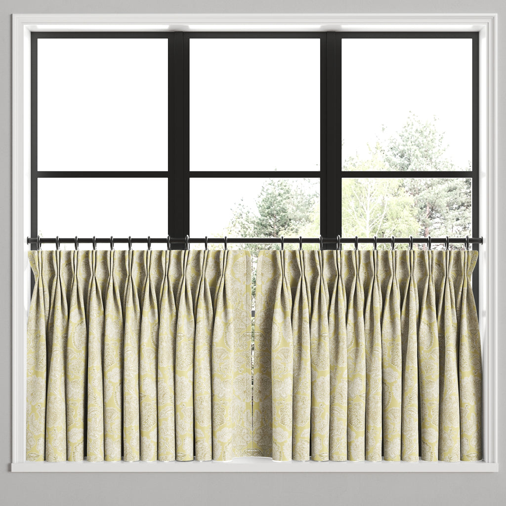 Pinch Pleat Cafe Curtains in English Garden - Honey