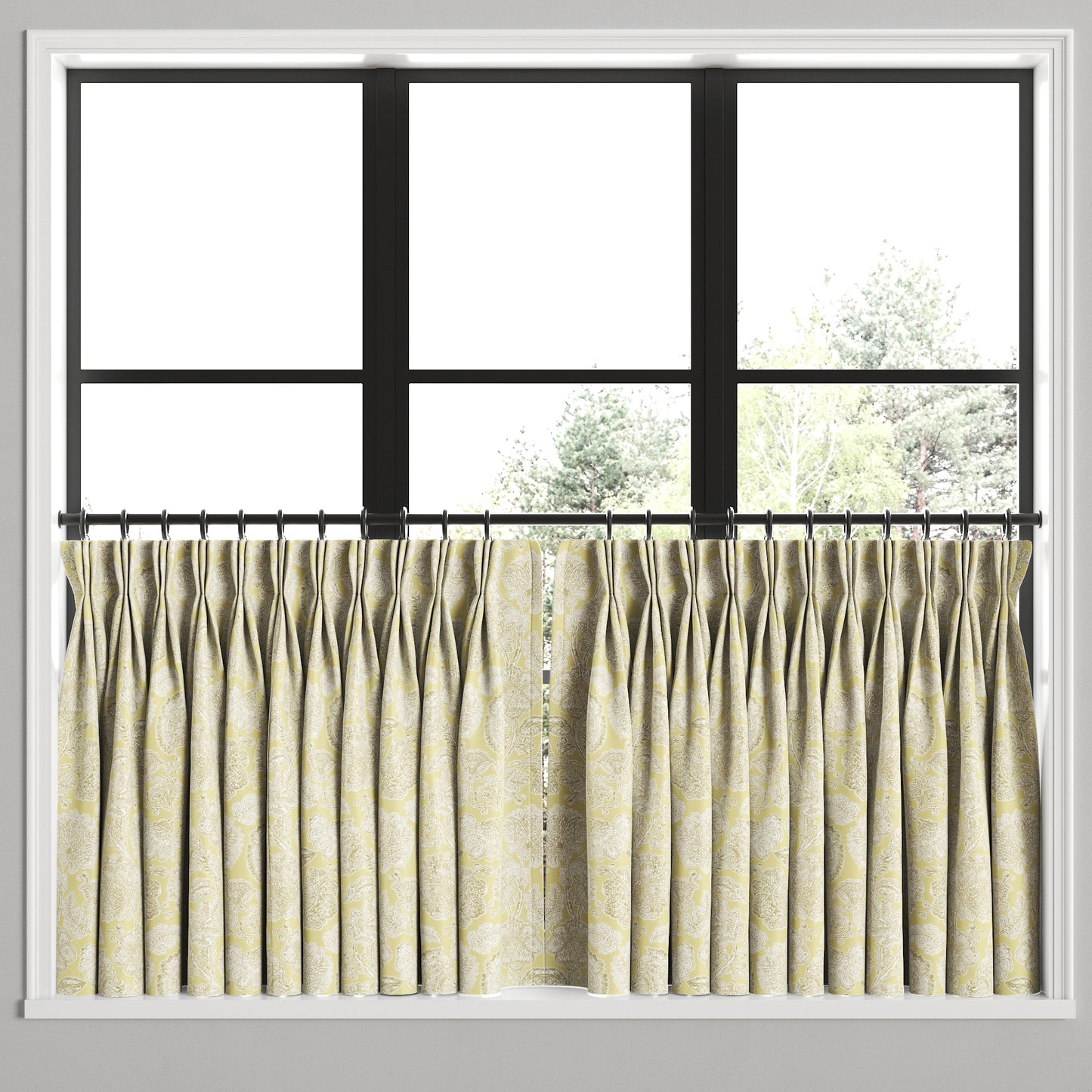 Pinch Pleat Cafe Curtains in English Garden - Honey