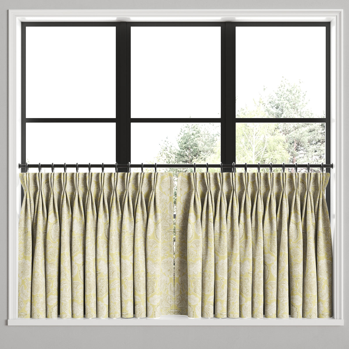 Pinch Pleat Cafe Curtains in English Garden - Honey