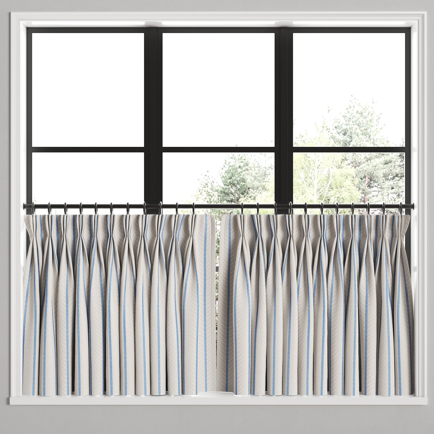 Pinch Pleat Cafe Curtains in Ophelia - Blue