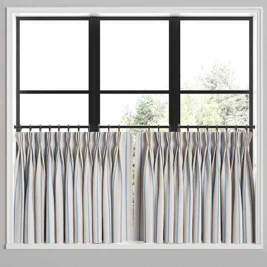 Pinch Pleat Cafe Curtains in Ophelia - Blue