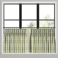 Pinch Pleat Cafe Curtains in Summer Plaid - Stone