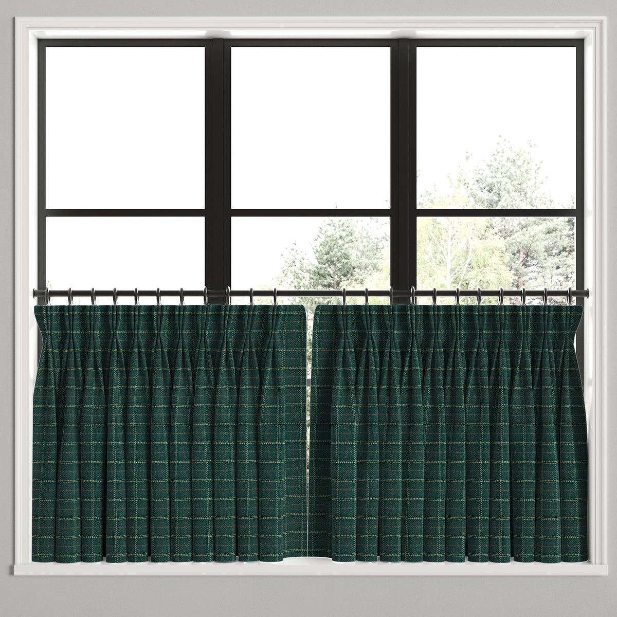 Pinch Pleat Cafe Curtains in After Hours - Green