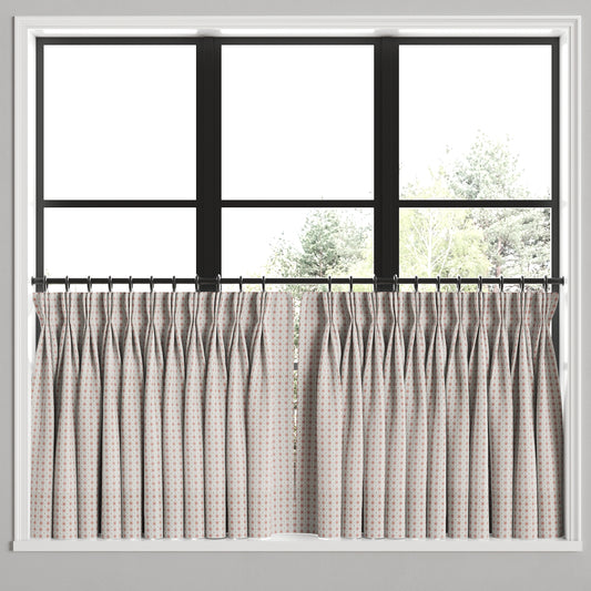 Pinch Pleat Cafe Curtains in Luxe Gingham - Blush