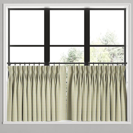 Pinch Pleat Cafe Curtains in Luxe Gingham - Butter