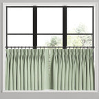 Pinch Pleat Cafe Curtains in Luxe Gingham - Celery