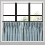 Pinch Pleat Cafe Curtains in Luxe Gingham - Chambray