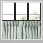 Pinch Pleat Cafe Curtains in Luxe Gingham - Spa