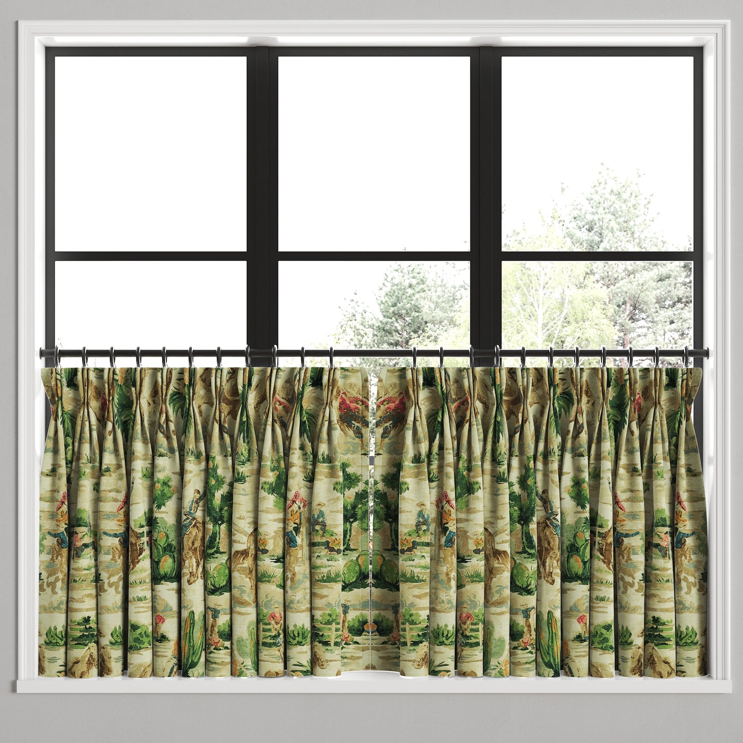 Pinch Pleat Cafe Curtains in First Rodeo